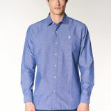 U.S. Polo Assn. Linen Blend French Collar Shirt - Blue