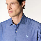 U.S. Polo Assn. Linen Blend French Collar Shirt - Blue