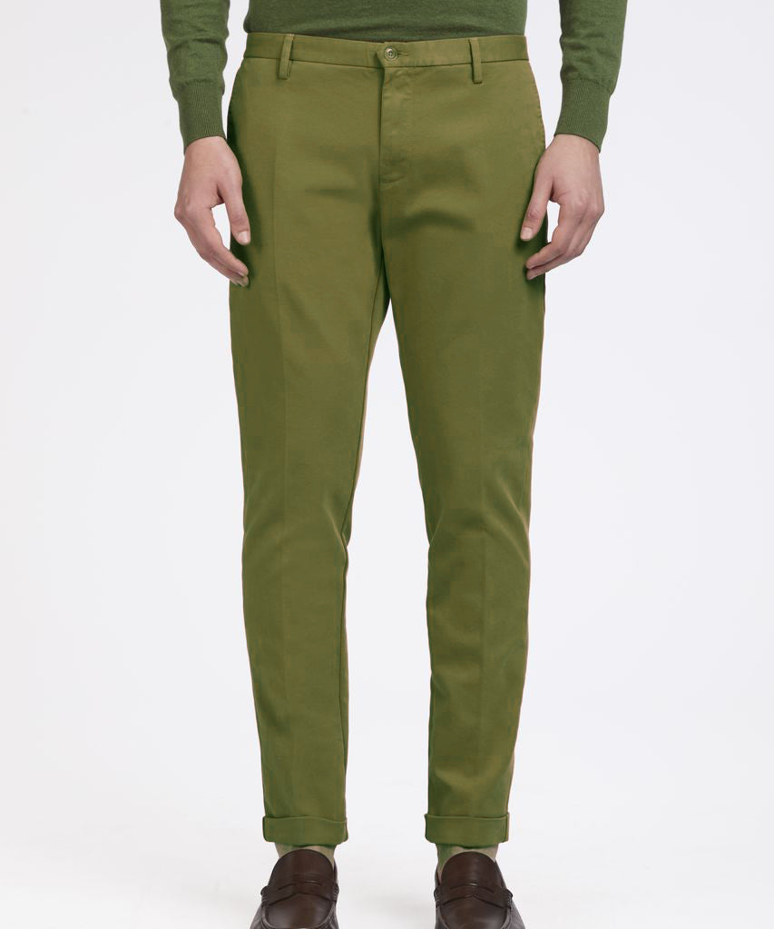 AT.P.CO Pantaloni Chino in Gabardina - Khaki Green