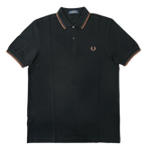 Fred Perry Twin Tipped Polo Shirt - Black/Brick/Whisky Brown