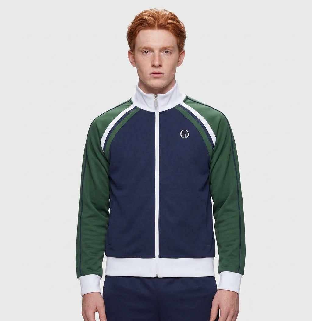 Sergio Tacchini Ghibli Piquet Track Top - Navy/Pine Needle