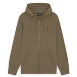Lyle & Scott Cotton Zip Through Hoodie - Khaki Ash