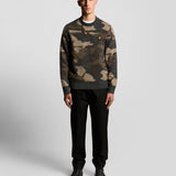 Lyle & Scott Brushed Camouflage Crew Neck Jumper - Black Steel