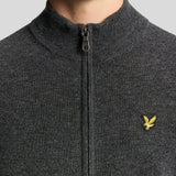Lyle & Scott Lambswool Blend Zip Cardigan - Jet Black Marl
