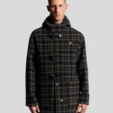 Lyle & Scott Modular Tartan Duffle Coat - Jet Black