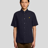 Lyle & Scott Short Sleeve Linen Blend Shirt - Dark Navy