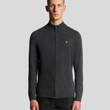 Lyle & Scott Lambswool Blend Zip Cardigan - Jet Black Marl