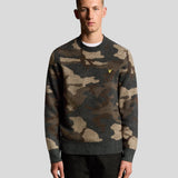 Lyle & Scott Brushed Camouflage Crew Neck Jumper - Black Steel