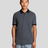 Lyle & Scott Pique Breton Polo Shirt - Dark Navy/White