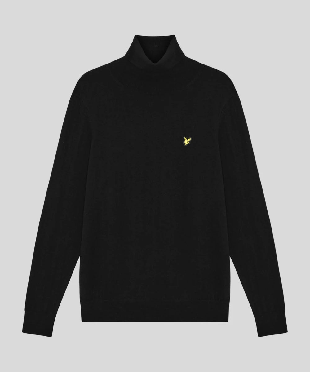 Lyle & Scott Cotton Merino Turtleneck Jumper - Jet Black