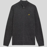 Lyle & Scott Lambswool Blend Zip Cardigan - Jet Black Marl