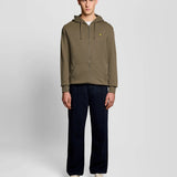Lyle & Scott Cotton Zip Through Hoodie - Khaki Ash