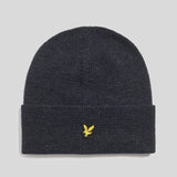 Lyle & Scott Lambswool Blend Ribbed Beanie - Dark Navy Marl