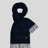 Lyle & Scott Check Lambswool Scarf - Dark Navy