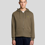 Lyle & Scott Cotton Zip Through Hoodie - Khaki Ash