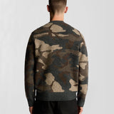 Lyle & Scott Brushed Camouflage Crew Neck Jumper - Black Steel