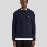 Lyle & Scott Cable Knit Crew Neck Jumper - Dark Navy Marl