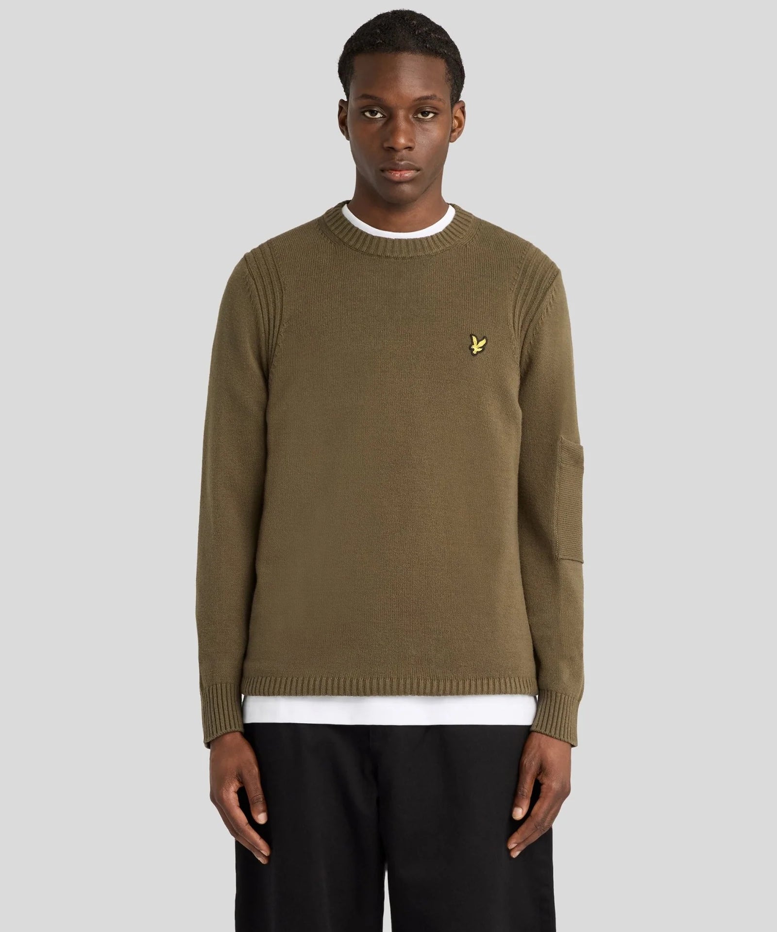 Lyle & Scott Rib Insert Crew Neck Jumper - Olive