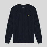 Lyle & Scott Cable Knit Crew Neck Jumper - Dark Navy Marl