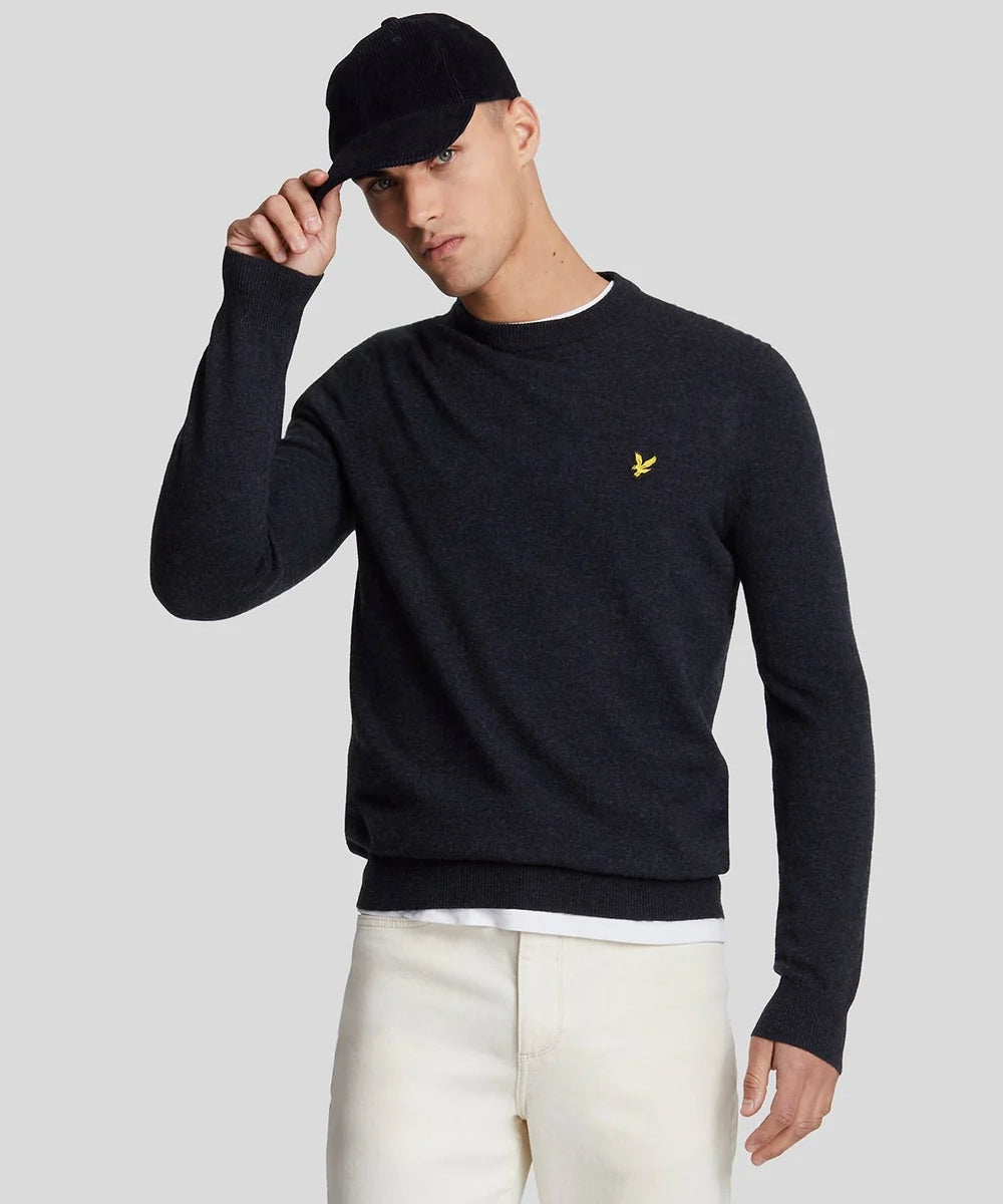 Lyle & Scott Lambswool Blend Crew Neck Jumper - Dark Navy