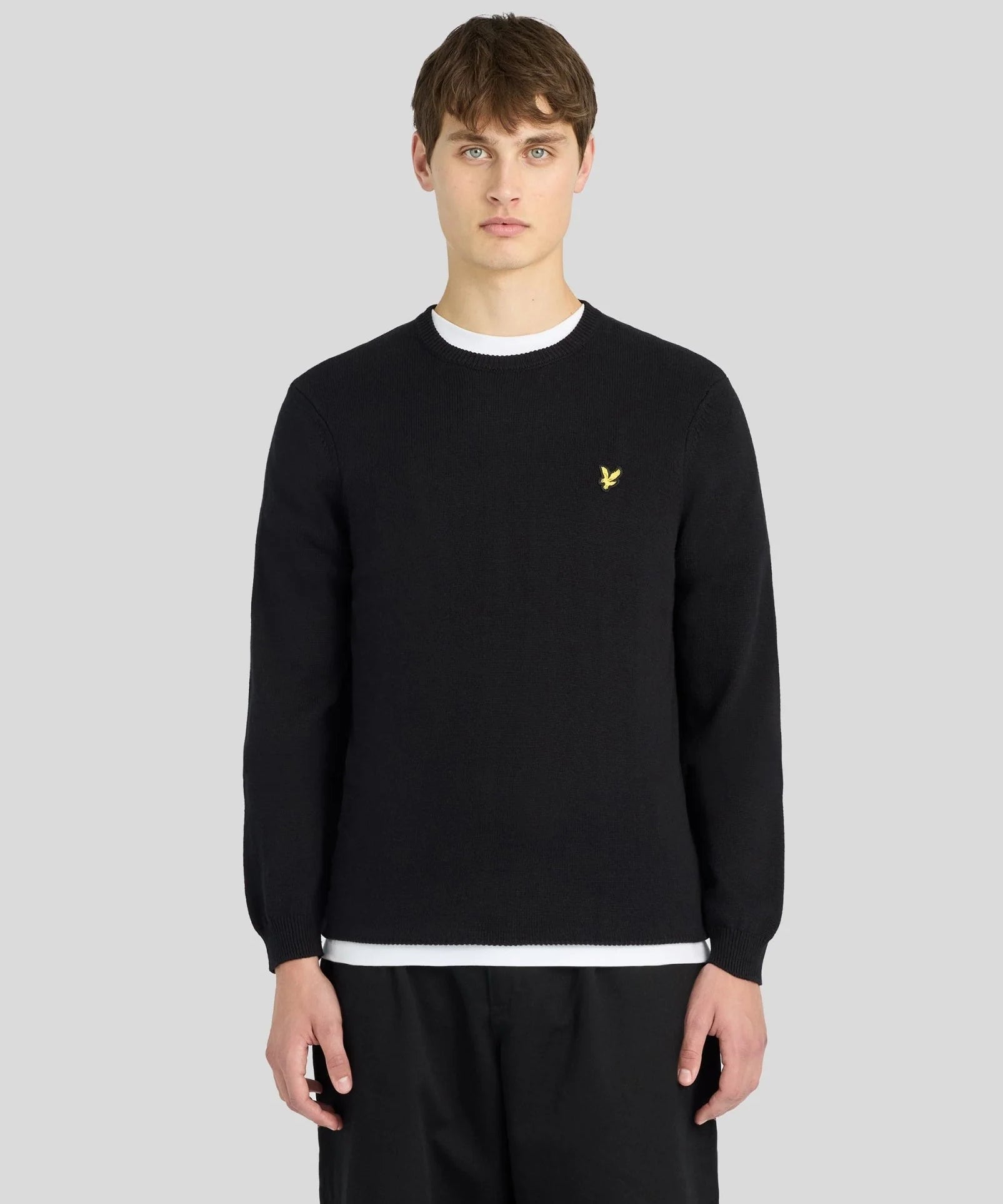 Lyle & Scott Relaxed Cotton Merino Crew Neck Jumper - Black