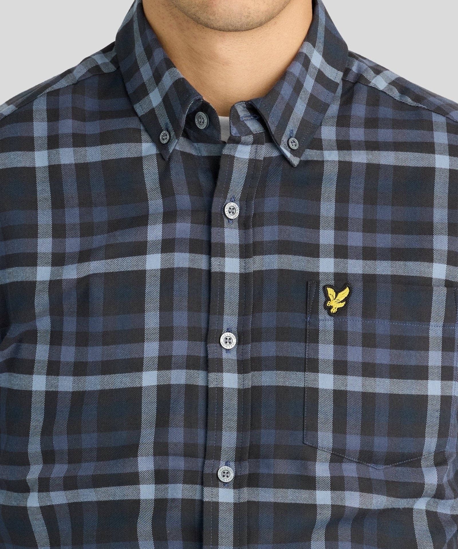 Lyle & Scott Tonal Check Shirt - Dark Navy