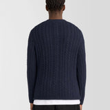 Lyle & Scott Cable Knit Crew Neck Jumper - Dark Navy Marl