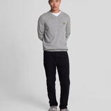 Lyle & Scott Cotton Merino V Neck Jumper - Mid Grey Marl