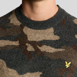 Lyle & Scott Brushed Camouflage Crew Neck Jumper - Black Steel