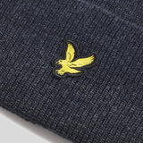 Lyle & Scott Lambswool Blend Ribbed Beanie - Dark Navy Marl