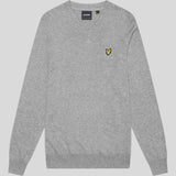 Lyle & Scott Cotton Merino V Neck Jumper - Mid Grey Marl