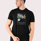 Three-Stroke "My World" T-Shirt - Black